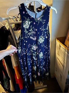 Old Navy Navy Blue Floral Swing Dress